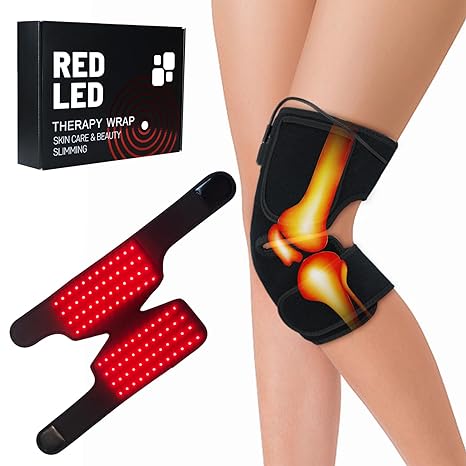 LOONLAI Red Light The'rapy Knee Brace, Red Light Knee Wrap Adjustable Size & Faster Recovery & Knee Pain Relief & Great for Athletes